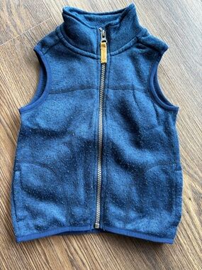 Carter's Navy Blue Toddler Zip-Up Fleece Vest with Yellow Pull Tab